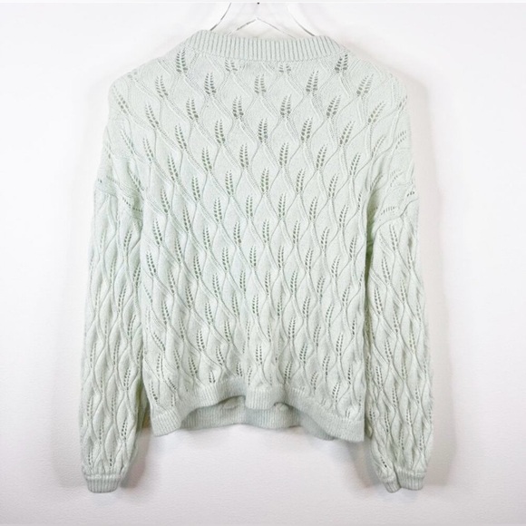 Boden Pointelle Fluffy Knit Sweater 6 Blue - Picture 5 of 5